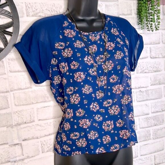 dELia’s Vintage Y2K Sheer Floral Zip Top Shirt Blouse Boho Hippie Size Small - Picture 1 of 7
